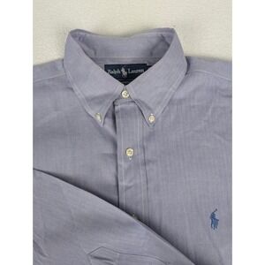 Ralph Lauren Mens Classic Fit Button Down Shirt Blue Oxford Yarmouth 16 34/35